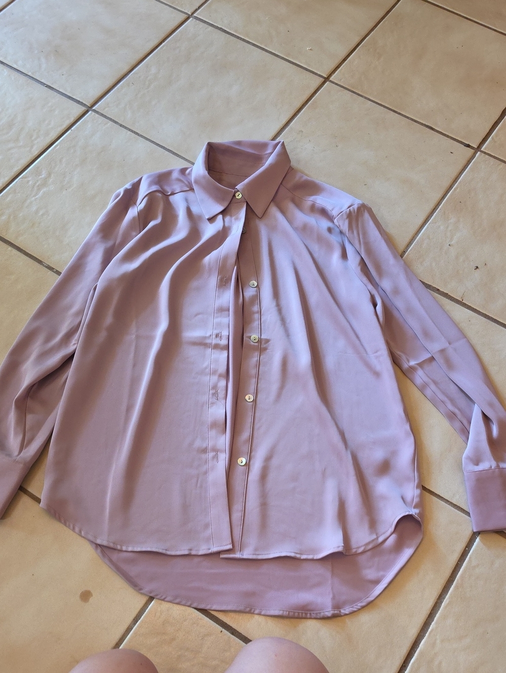Light Mauve Button-Up Blouse